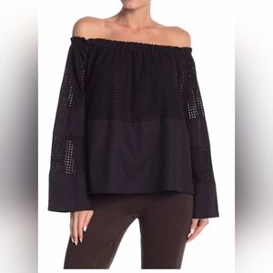 Vertigo EUC black off the shoulder top with eyelet panels size XL